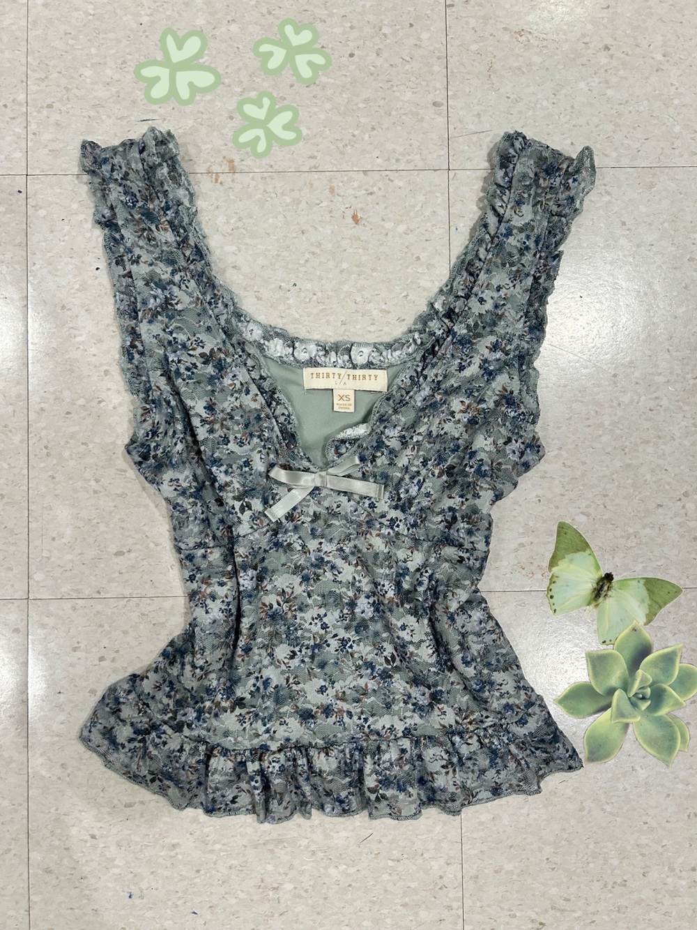 Green Ruffle Tank Top